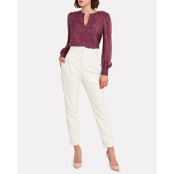 INTERMIX Kiera Silk Paisley Print Blouson Sleeve Keyhole Blouse Top L $228 - Picture 2 of 14